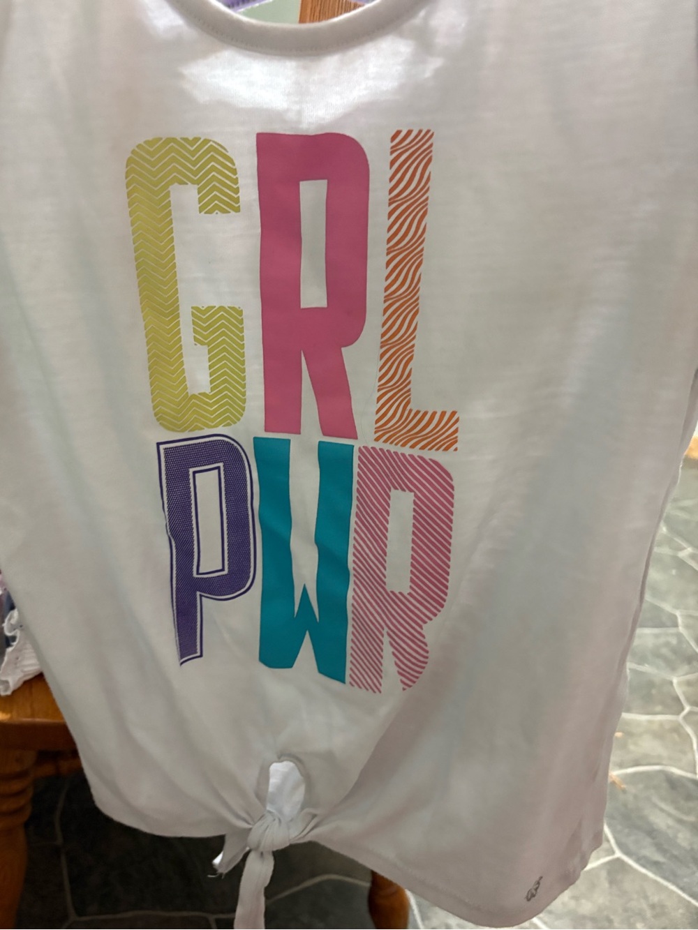 Pro Player White 'GRL PWR' Colorblock Tie-Front Tank